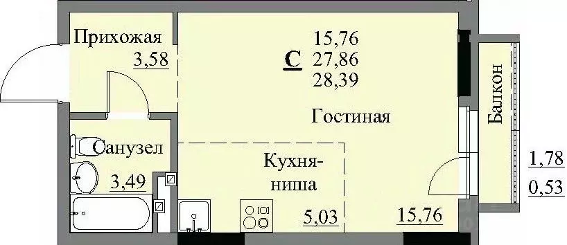 Студия Удмуртия, Ижевск Автопроизводство жилрайон, 3-й мкр, Арден на ... - Фото 0
