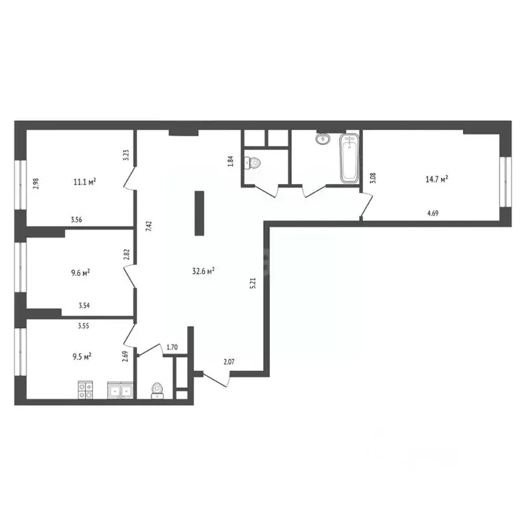 3-к кв. Москва Хорошевское ш., 12к1 (87.4 м) - Фото 2