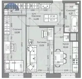 2-к кв. Татарстан, Казань ул. Рауиса Гареева, 103 (53.77 м) - Фото 2