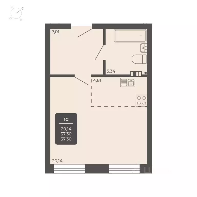 1-к кв. Новосибирская область, Новосибирск Автогенная ул., 75 (36.8 м) - Фото 0