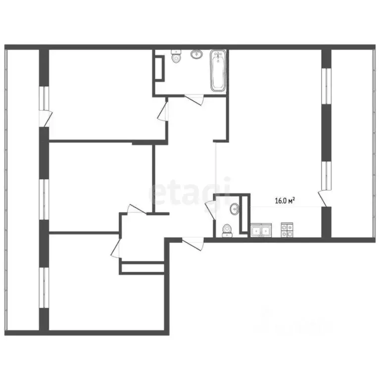 3-к кв. Тюменская область, Тюмень ул. Газовиков, 77 (87.7 м) - Фото 2