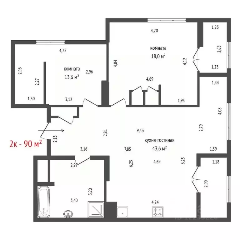 2-к кв. Свердловская область, Екатеринбург ул. Коуровская, 13 (90.0 м) - Фото 2