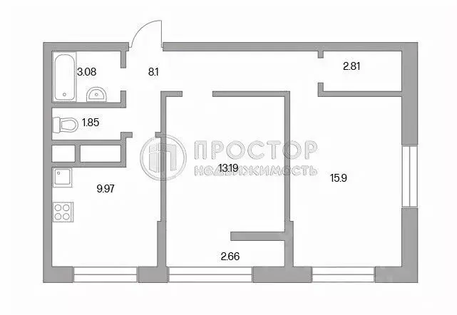 2-к кв. Московская область, Балашиха ул. Яганова, 9 (50.6 м) - Фото 2