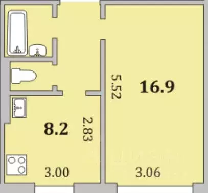 1-к кв. Мурманская область, Мурманск ул. Героев Рыбачьего, 44 (33.2 м) - Фото 1