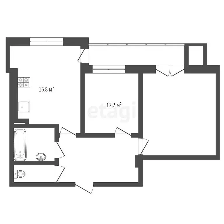 Квартира, 2 комнаты, 89 м - Фото 0