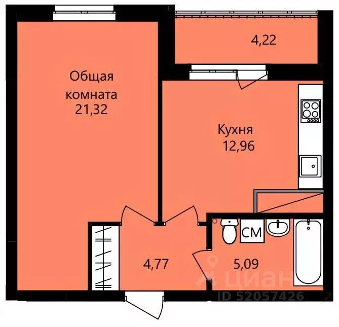 1-к кв. Мордовия, Саранск ул. Юрия Святкина, 14 (46.25 м) - Фото 0