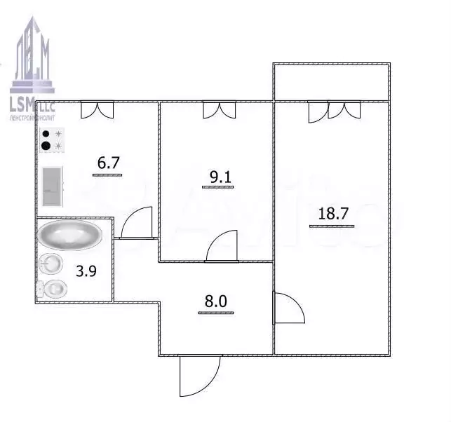 2-к. квартира, 41,1 м, 5/5 эт. - Фото 0