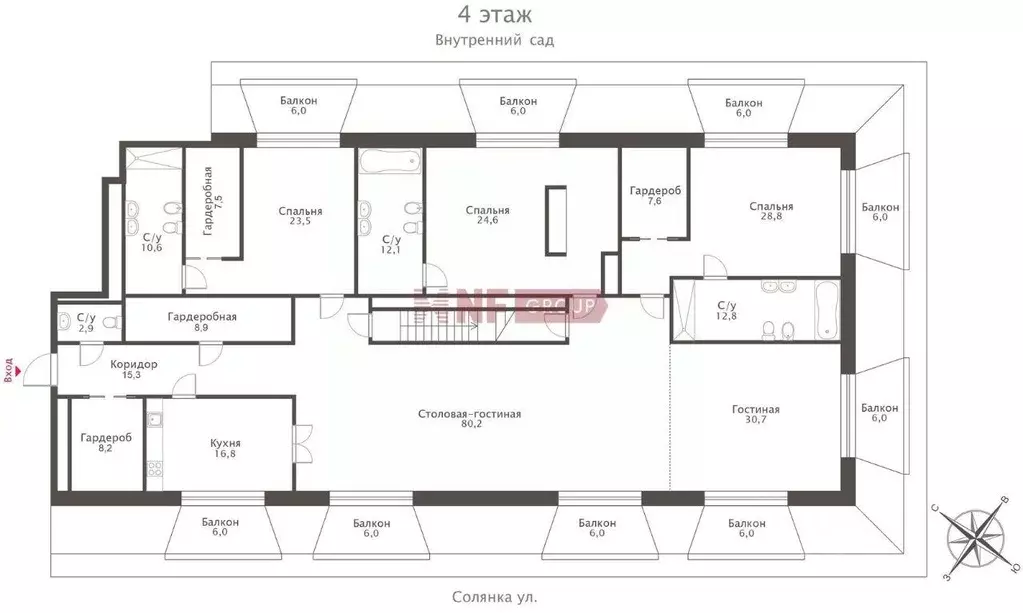 Квартира, 5 и более комнат, 397.4 м - Фото 1