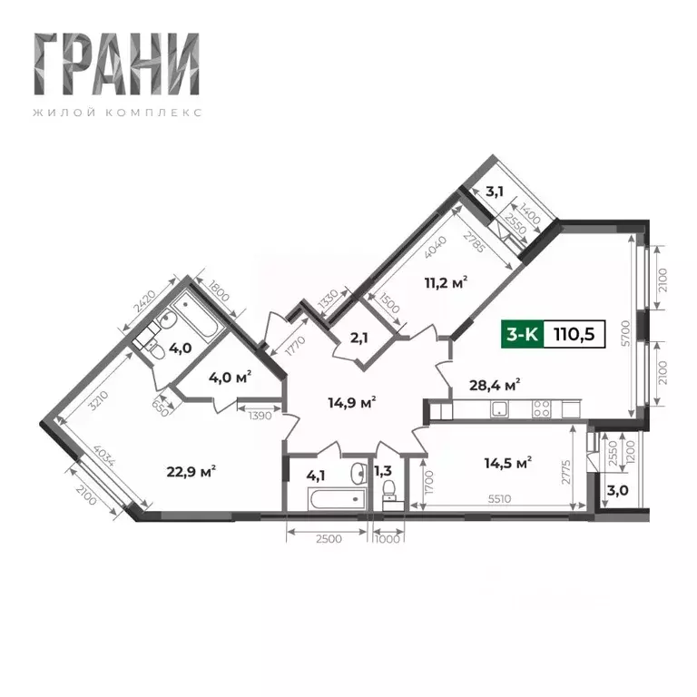 3-к кв. Владимирская область, Ковров Комсомольская ул., 1А (110.5 м) - Фото 0