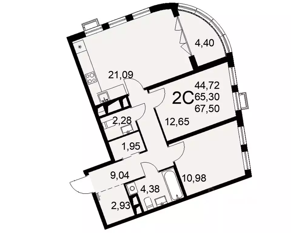 2-к кв. Тульская область, Тула ул. Коминтерна, 44 (67.5 м) - Фото 0