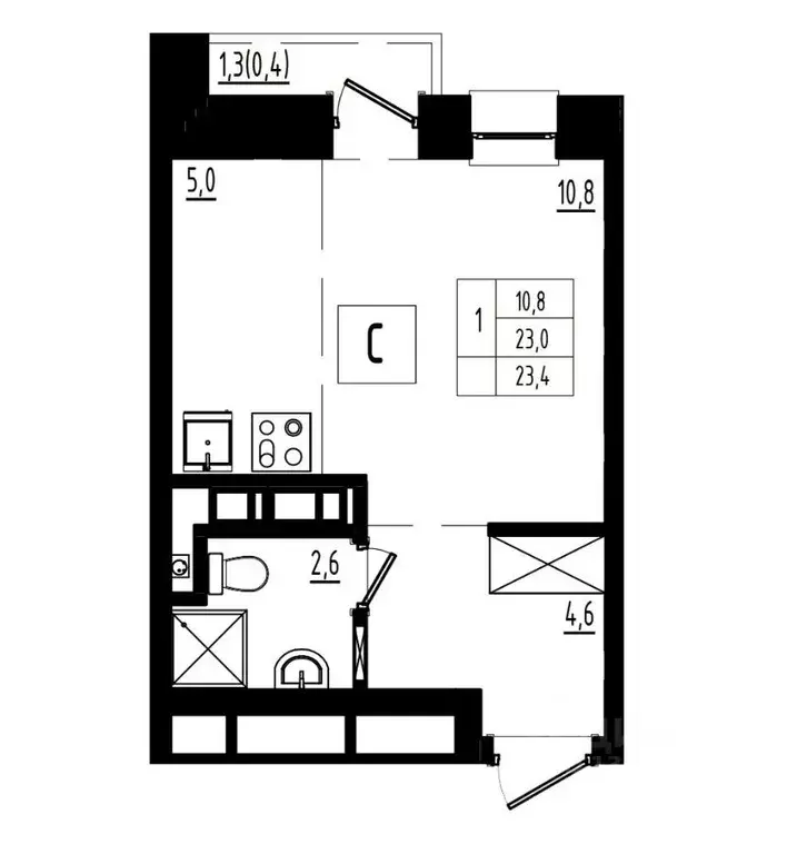 Студия Ярославская область, Ярославль 1-й мкр,  (23.4 м) - Фото 0