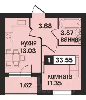 1-к кв. Владимирская область, Муром Новая Слобода мкр,  (33.55 м) - Фото 0