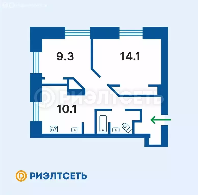 2-комнатная квартира: Мурманск, улица Чапаева, 10 (50 м) - Фото 2