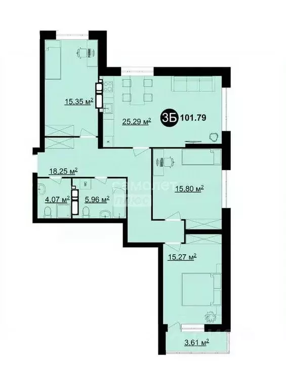 3-к кв. Татарстан, Казань ул. Аметьевская магистраль, 18к5 (101.5 м) - Фото 1