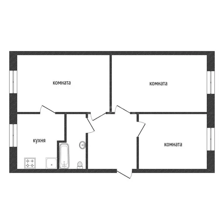 3-комнатная квартира: Златоуст, Верхне-Трактовая улица, 2 (60 м) - Фото 1