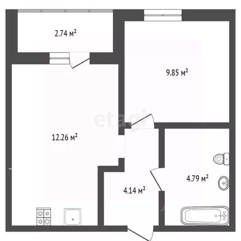 1-к кв. Тюменская область, Тюмень ул. Фармана Салманова, 23 (32.4 м) - Фото 1