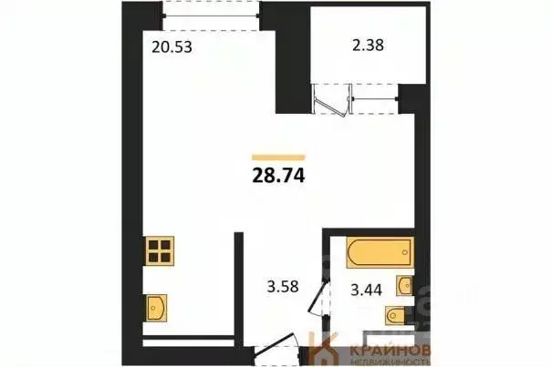 Студия Воронежская область, Воронеж Транспортная ул., 58 (28.74 м) - Фото 0