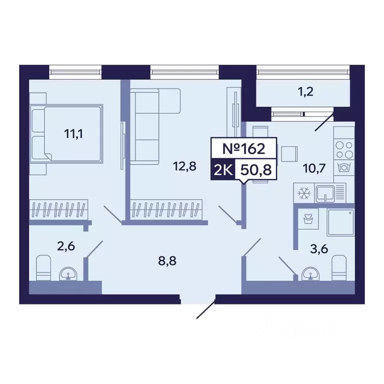 2-к кв. Саха (Якутия), Якутск ул. Новопортовская, 1А/1 (50.8 м) - Фото 1
