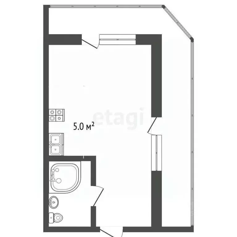 Студия Севастополь пос. Любимовка, ул. Южногородская, 36к2 (18.0 м) - Фото 1