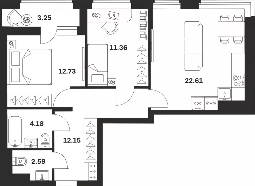 2-к кв. Тульская область, Тула ул. Каракозова, 75 (68.87 м) - Фото 0