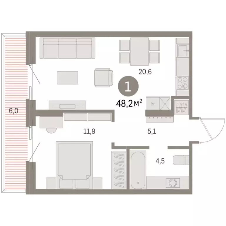 1-комнатная квартира: Курган, жилой район Центральный, ЖК Дом Кино ... - Фото 1
