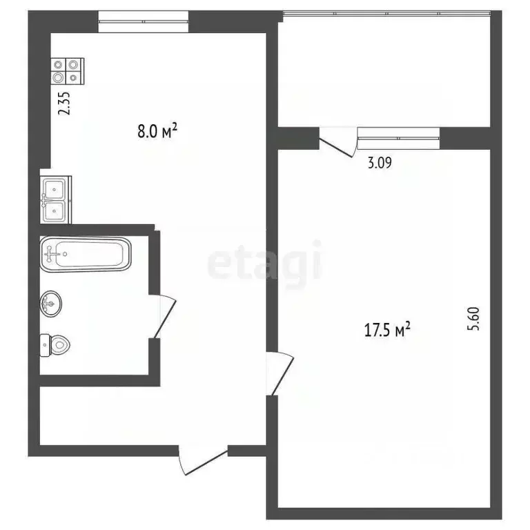 1-к кв. Ярославская область, Тутаев Комсомольская ул., 36 (33.5 м) - Фото 1