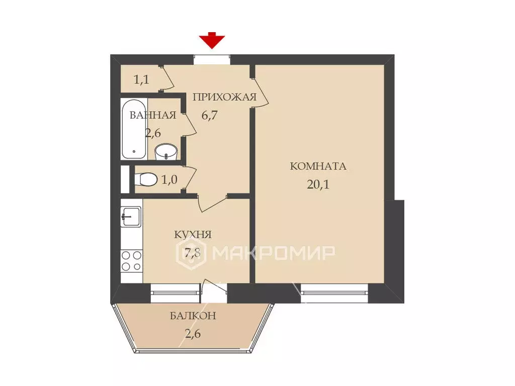 1-комнатная квартира: Санкт-Петербург, Яхтенная улица, 10к3 (39.3 м) - Фото 0