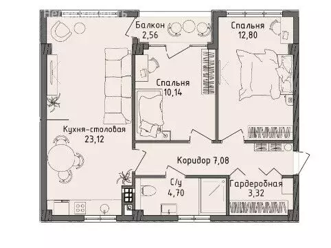 2-комнатная квартира: посёлок Семидворье, микрорайон Аян-Дере 2 (61.93 ... - Фото 0