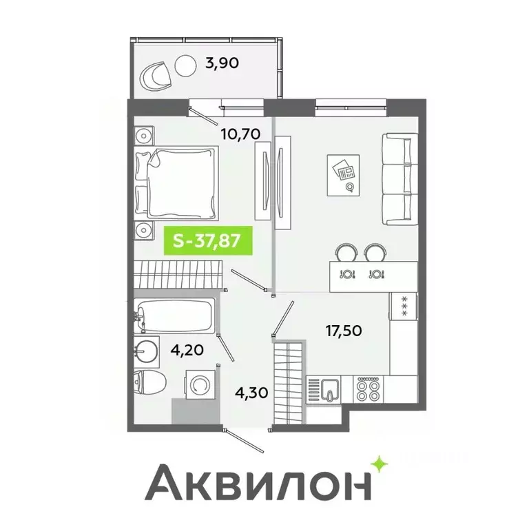 2-к кв. Ленинградская область, Всеволожский район, Заневское городское ... - Фото 1