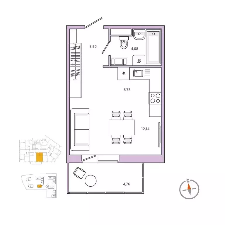 Квартира-студия: городской посёлок Янино-1, ЖК Янила Драйв (27.8 м) - Фото 1