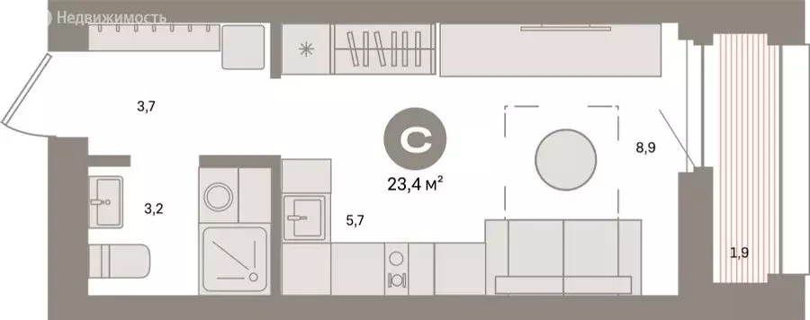 Квартира-студия: Екатеринбург, Московская улица, 158 (23.4 м) - Фото 0