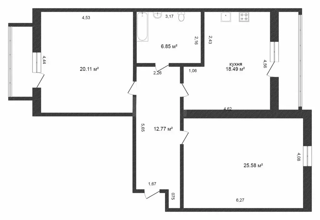 2-комнатная квартира: Тюмень, улица Достоевского, 18 (84.1 м) - Фото 1