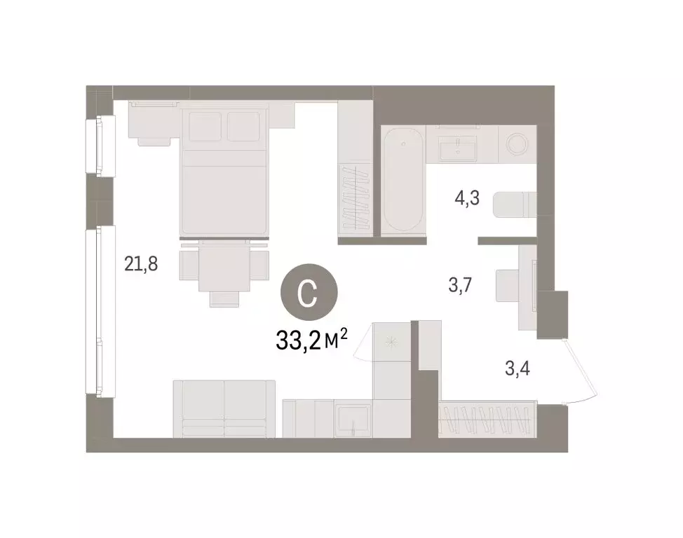 Квартира-студия: Челябинская область, Сосновский муниципальный округ, ... - Фото 2
