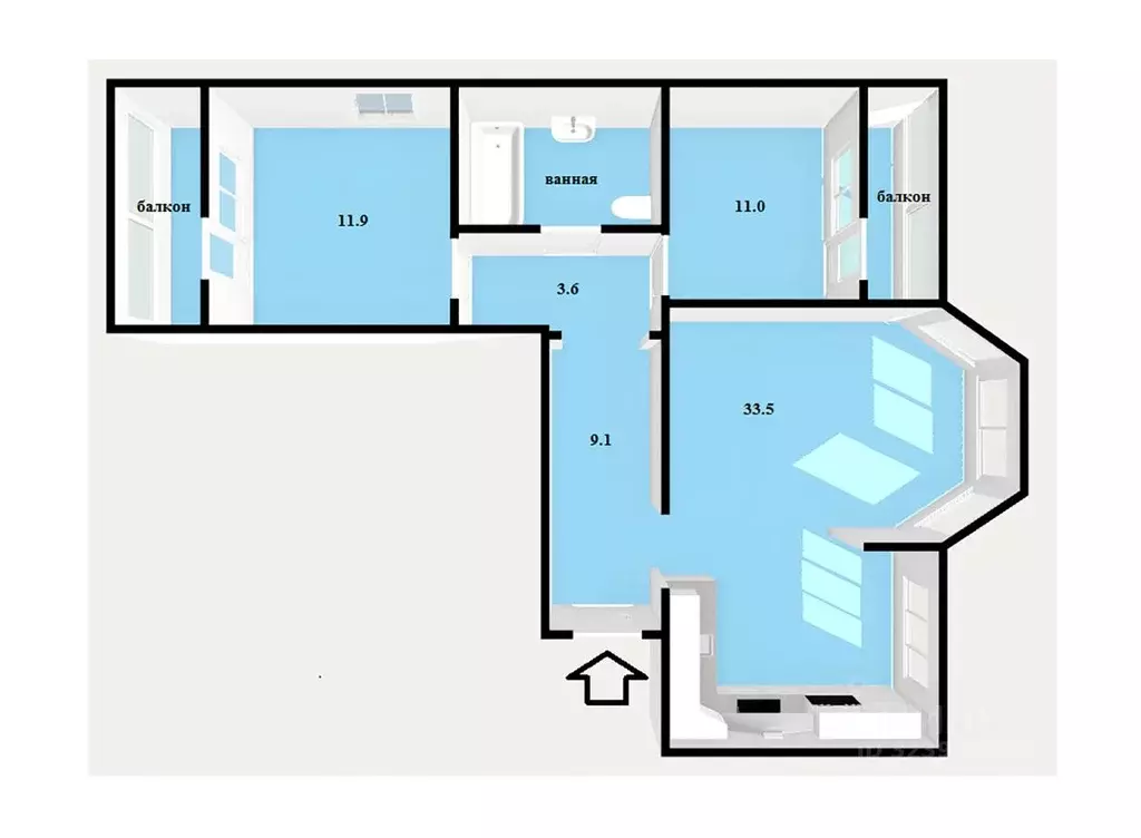 2-к кв. Свердловская область, Екатеринбург ул. Садовая, 7 (72.6 м) - Фото 2