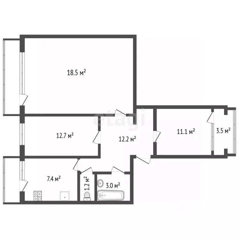 3-к кв. Севастополь ул. Адмирала Фадеева, 29В (70.8 м) - Фото 1
