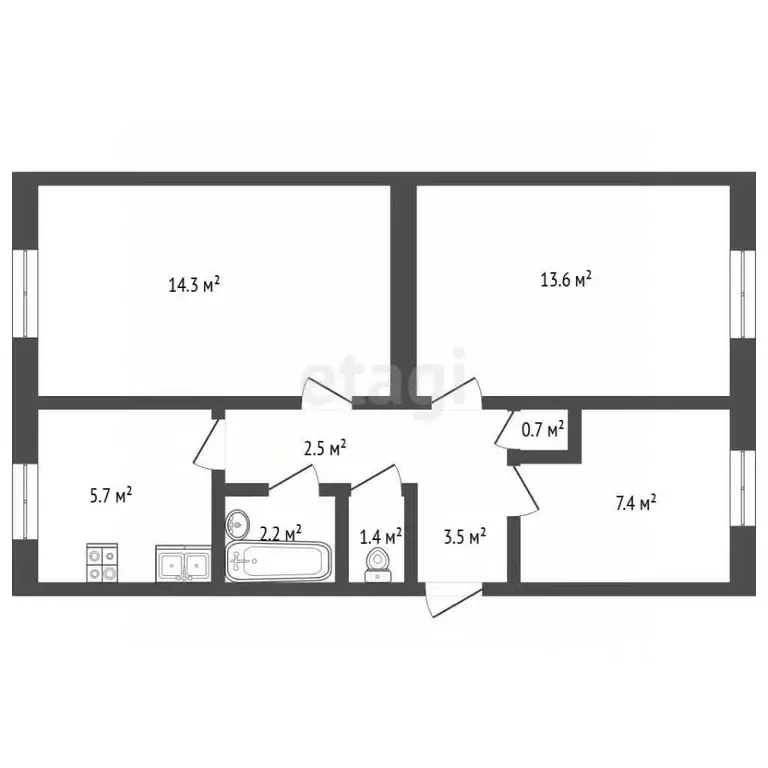 3-к кв. Мордовия, с. Лямбирь ул. Ленина, 37 (51.5 м) - Фото 2