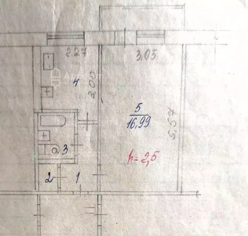 1-к. квартира, 29,8 м, 4/5 эт. - Фото 0