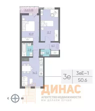 2-комнатная квартира: Санкт-Петербург, Муринская дорога, 8к1 (51 м) - Фото 1