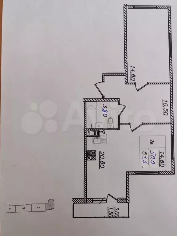 1-к. квартира, 50 м, 7/17 эт. - Фото 0