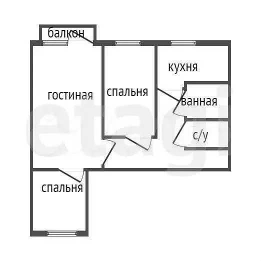 3-к. квартира, 62,7 м, 2/5 эт. - Фото 0