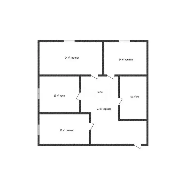 3-комнатная квартира: Махачкала, улица Абдулхакима Исмаилова, 68 (90.3 ... - Фото 1