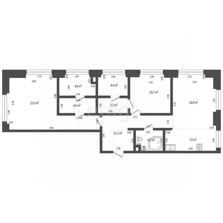 3-к кв. Москва Автомобильный проезд, 4 (90.0 м) - Фото 2