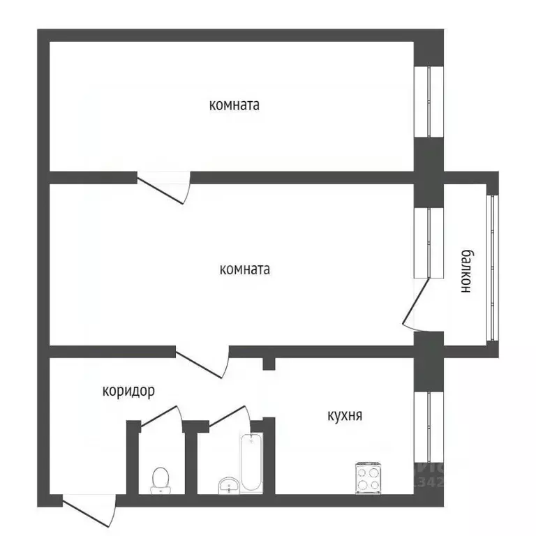 2-к кв. Курганская область, Курган ул. 1-я Заводская, 42 (44.2 м) - Фото 2