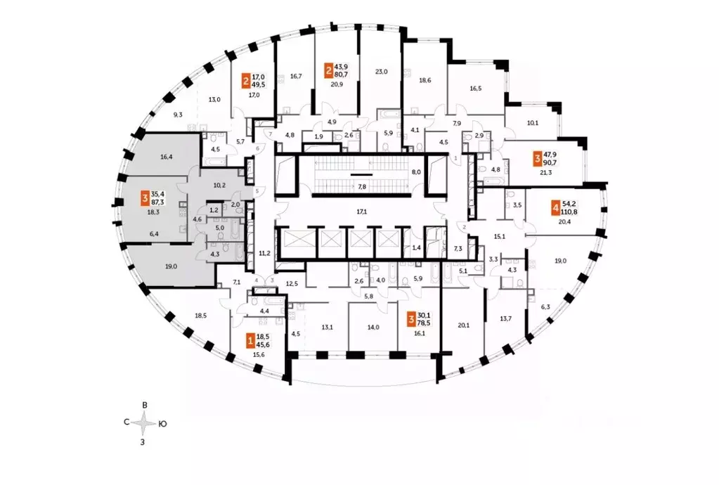 3-к кв. Москва Сидней Сити жилой комплекс, к2/2 (87.3 м) - Фото 1