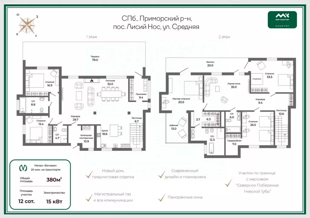 Дом в Санкт-Петербург пос. Лисий Нос, Средняя ул., 15 (380 м) - Фото 1