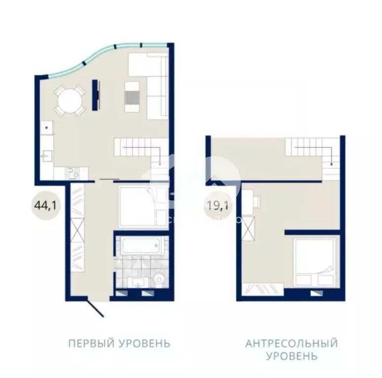 Студия Новосибирская область, Новосибирск ул. Лескова, 21 (44.1 м) - Фото 1