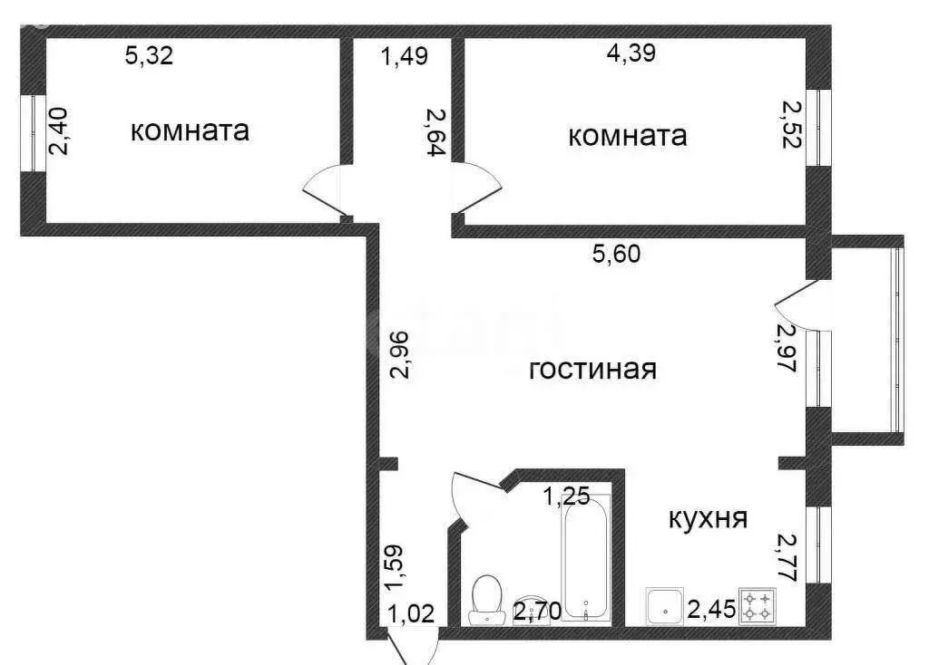 3-комнатная квартира: Омск, Пригородная улица, 10/1 (58.9 м) - Фото 0