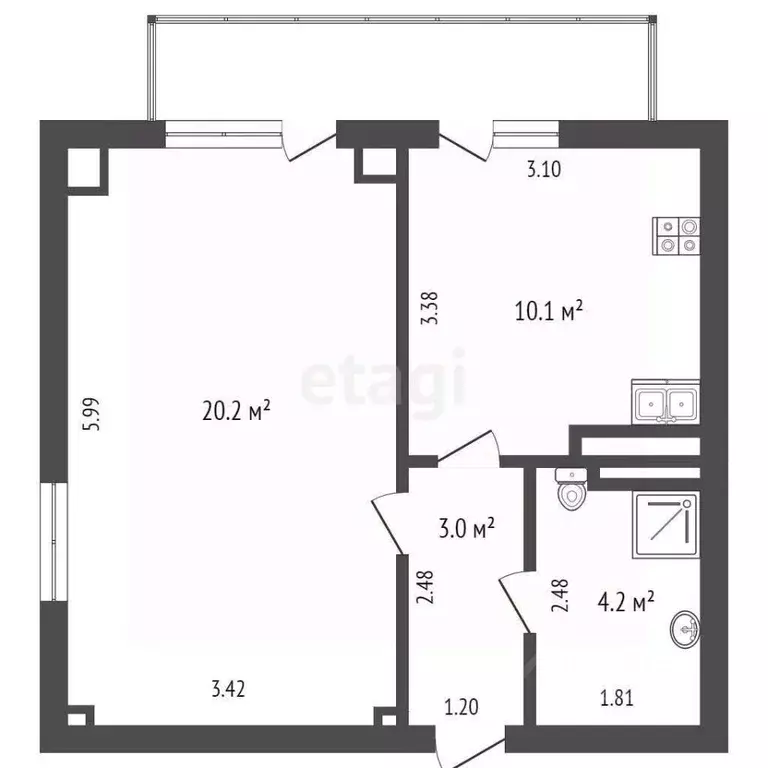 1-к кв. Севастополь просп. Победы, 21А/3 (37.5 м) - Фото 1