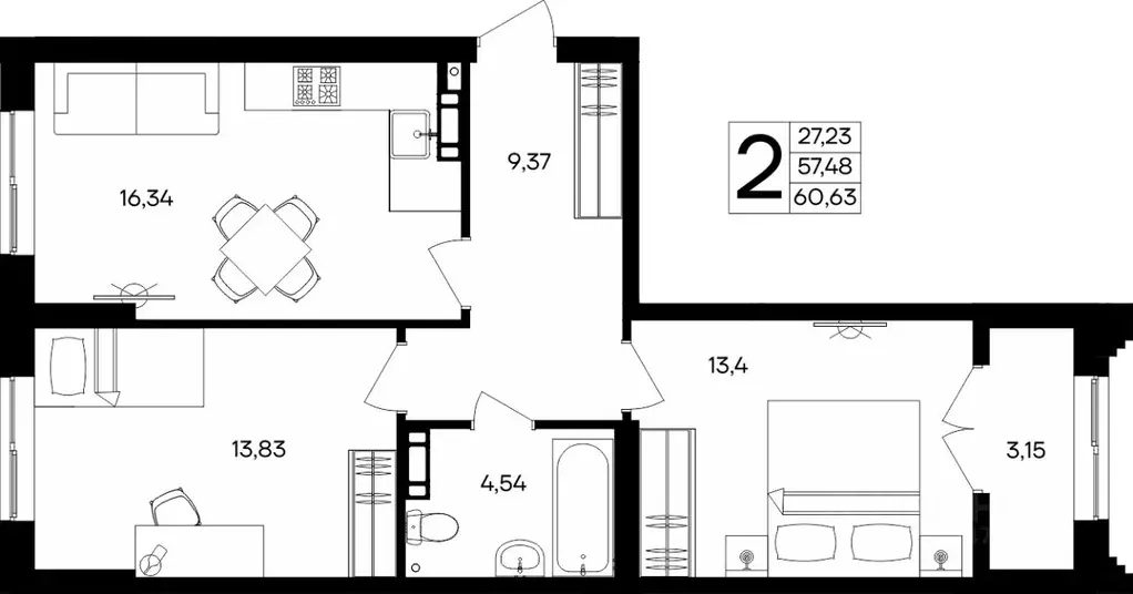 2-к кв. Севастополь ул. Мате Залки (60.64 м) - Фото 1