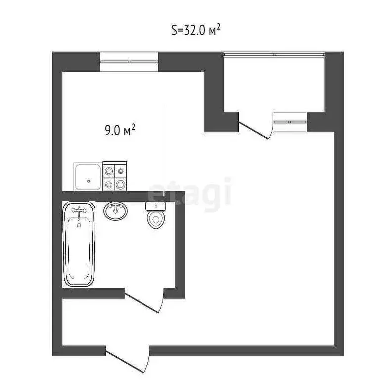 Квартира-студия: село Весёлое, улица Мира, 98А (32 м) - Фото 0